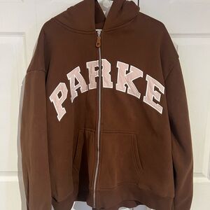 Parke Rose & Mocha Zip Up Hoodie- XXL